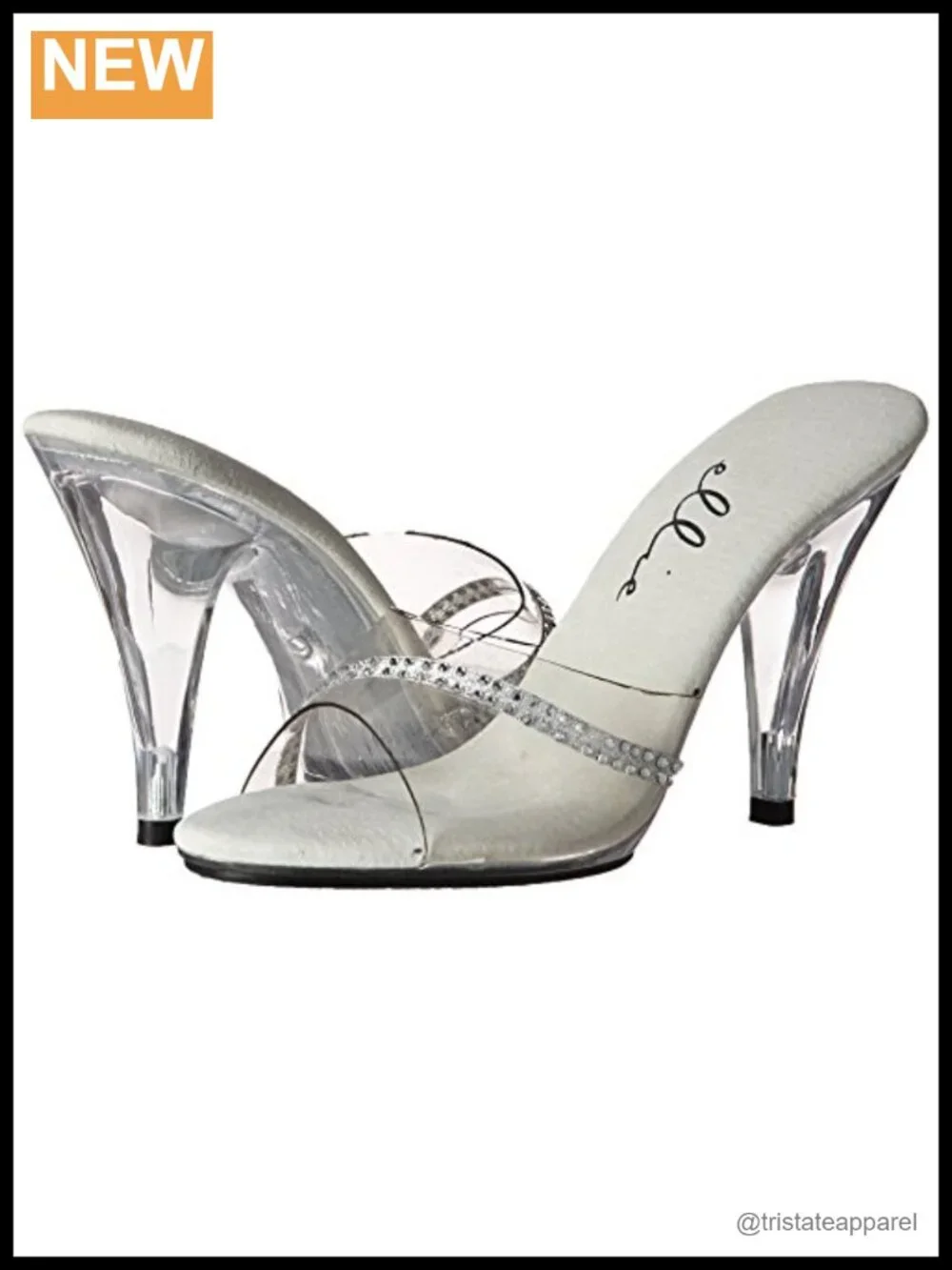 Ellie Shoes Women's 405-jesse Clear Stiletto Heel Rhinestone Slide Sandals